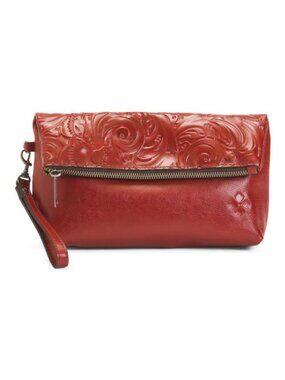 PATRICIA NASH Leather Valerie Foldover Wristlet Pouch